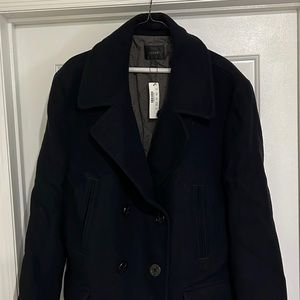 Navy Pea Coat from J. Crew in XL. New with tags